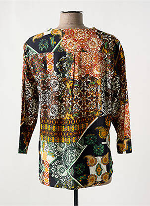 Top imprimé fantaisie manches 3/4 marron CHRISTINE LAURE femme