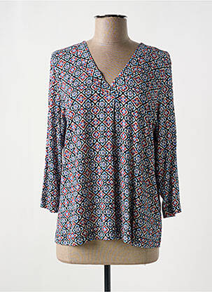 Top imprimé fantaisie manches 3/4 bleu GRIFFON femme