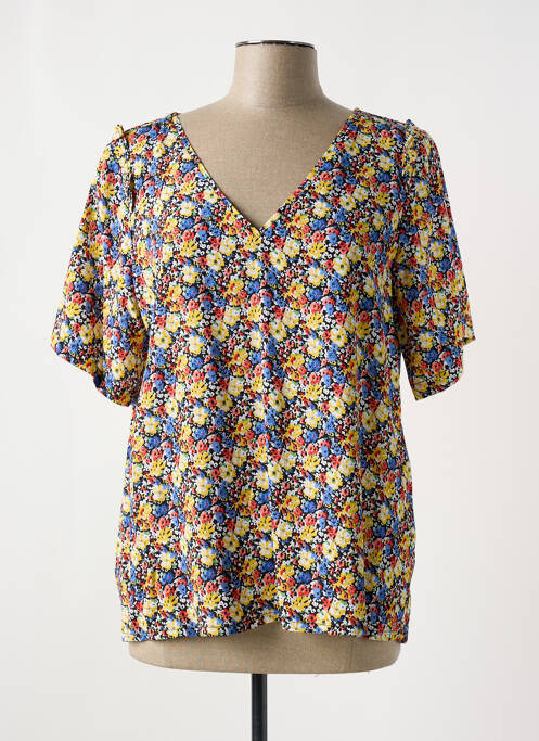 Blouse imprimé fleurs manches courtes bleu DEELUXE femme