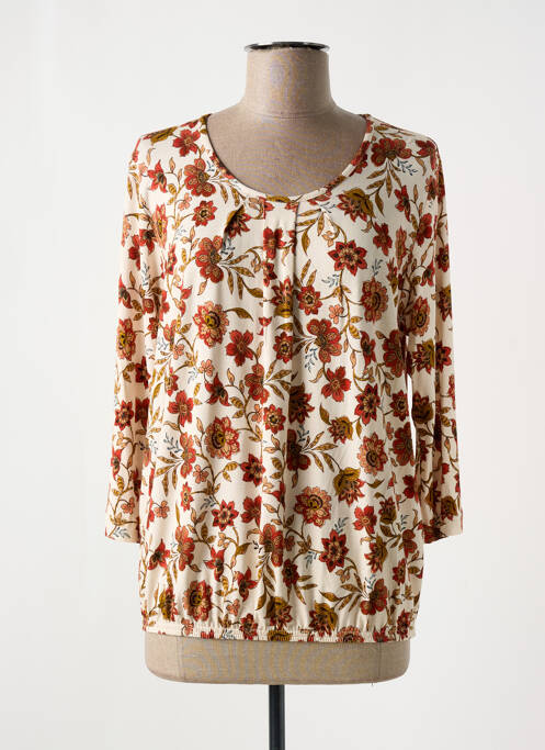 Top col rond manches 3/4 beige GRIFFON femme