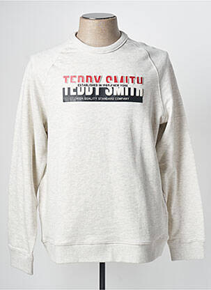 Sweat-shirt sérigraphie floquée manches longues beige TEDDY SMITH homme