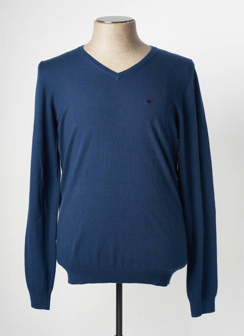Pull col v manches longues bleu TEDDY SMITH homme