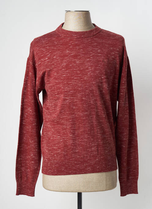 Pull tissage chiné manches longues rouge MUSTANG homme