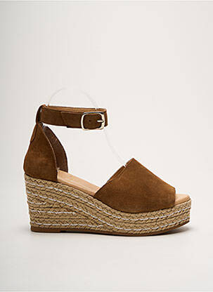 Espadrilles nubuck talon de 7 à 9cm marron METAMORF'OSE femme