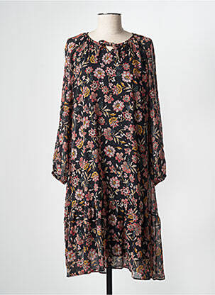 Robe mi-longue coupe fluide manches longues noir GRIFFON femme
