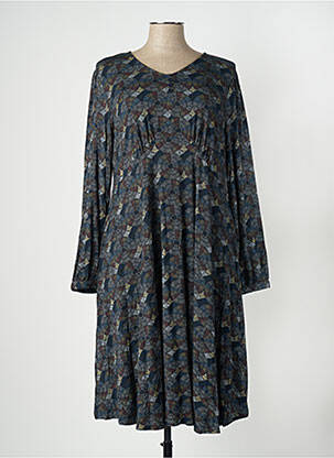 Robe mi-longue coupe évasée manches longues bleu AGATHE & LOUISE femme