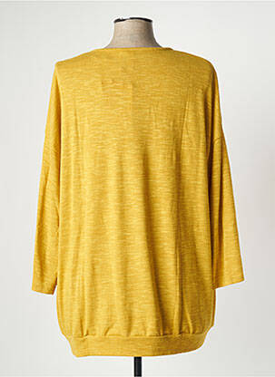 Pull tissage chiné manches 3/4 jaune CISO femme