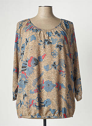 Blouse légère et transparente manches 3/4 marron CISO femme