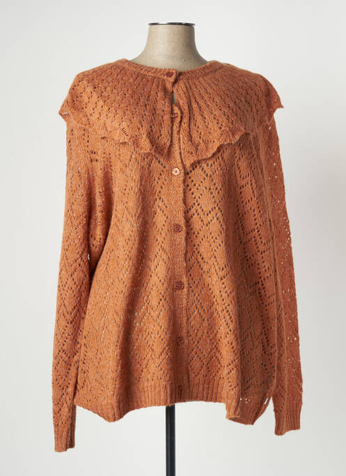 Gilet manches longues orange ZHENZI pour femme
