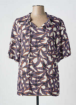 Blouse imprimé fantaisie manches courtes violet CISO femme