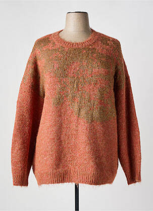 Pull resserrée sur le bas manches longues orange YESTA femme