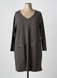 Robe mi-longue imprimé fantaisie manches longues noir AGATHE & LOUISE femme