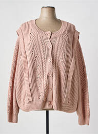 Gilet manches longues resserrée sur le bas rose YESTA femme