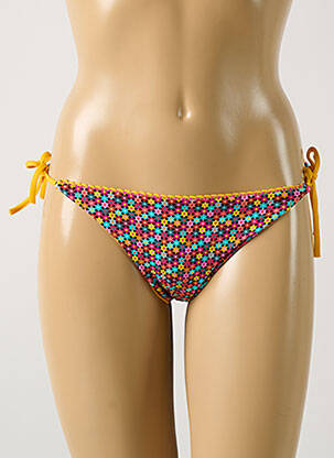 Bas de maillot de bain imprimé fleurs bikini jaune GRAIN DE SABLE femme