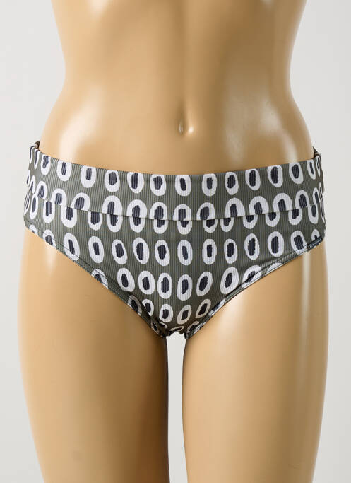 Bas de maillot de bain imprimé fantaisie culotte vert GRAIN DE SABLE femme