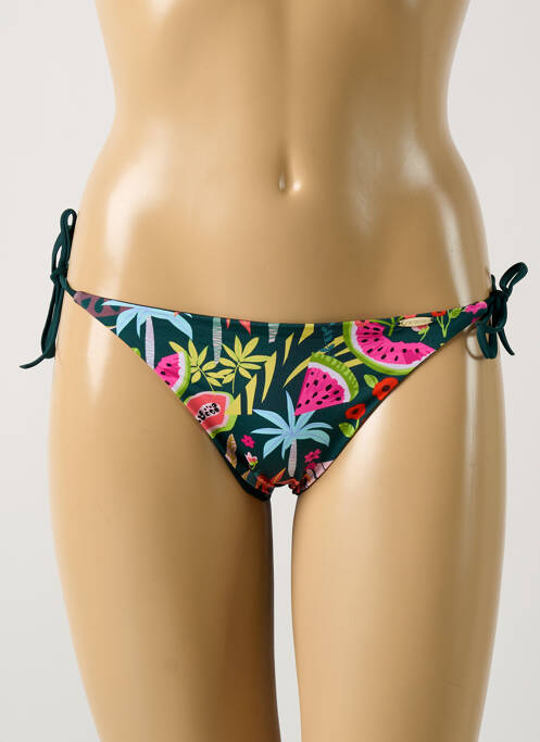 Bas de maillot de bain tissage satiné bikini vert GRAIN DE SABLE femme