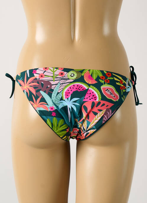 Bas de maillot de bain tissage satiné bikini vert GRAIN DE SABLE femme
