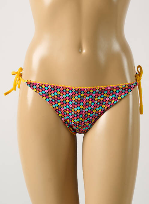 Bas de maillot de bain imprimé fleurs bikini jaune GRAIN DE SABLE femme