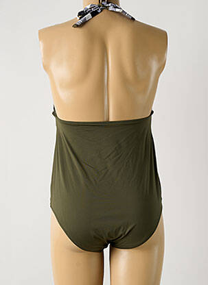 Maillot de bain 1 pièce effet matière satinée haut soutien-gorge emboitant vert GRAIN DE SABLE femme
