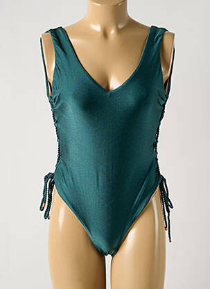 Maillot de bain 1 pièce effet matière satinée haut soutien-gorge emboitant vert RIO DE SOL femme