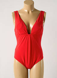 Maillot de bain 1 pièce effet matière satinée haut soutien-gorge balconnet rouge PAIN DE SUCRE femme