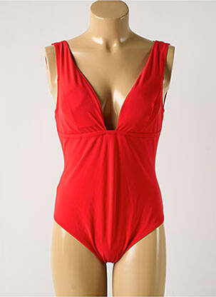 Maillot de bain 1 pièce effet matière satinée haut soutien-gorge balconnet rouge PAIN DE SUCRE femme