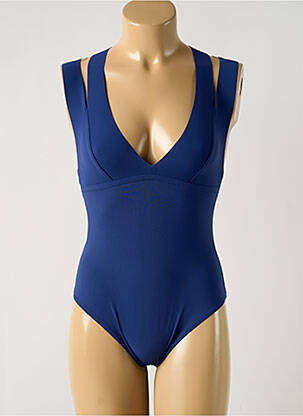 Maillot de bain 1 pièce effet matière satinée haut soutien-gorge balconnet bleu PAIN DE SUCRE femme