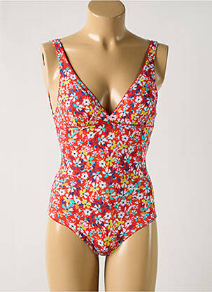 Maillot de bain 1 pièce effet matière satinée haut soutien-gorge avec mousse de rembourrage amovible rouge GRAIN DE SABLE femme
