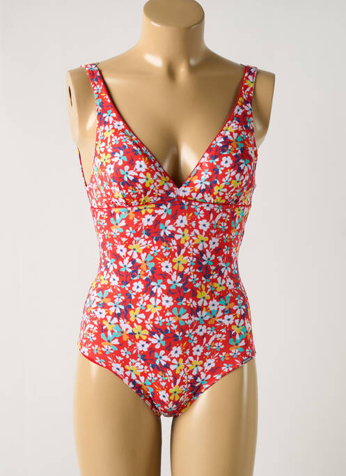 Maillot de bain 1 pièce effet matière satinée haut soutien-gorge avec mousse de rembourrage amovible rouge GRAIN DE SABLE femme