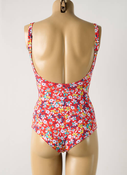 Maillot de bain 1 pièce effet matière satinée haut soutien-gorge avec mousse de rembourrage amovible rouge GRAIN DE SABLE femme