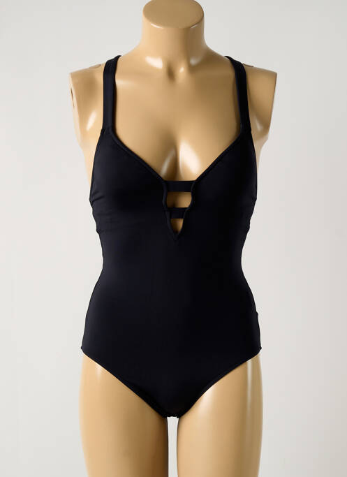 Maillot de bain 1 pièce effet matière satinée haut soutien-gorge avec mousse de rembourrage amovible noir SEAFOLLY femme