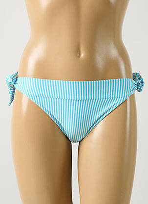 Bas de maillot de bain imprimé rayures bikini bleu GRAIN DE SABLE femme