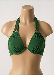Haut de maillot de bain fermeture liens à nouer haut soutien-gorge emboitant vert PAIN DE SUCRE femme