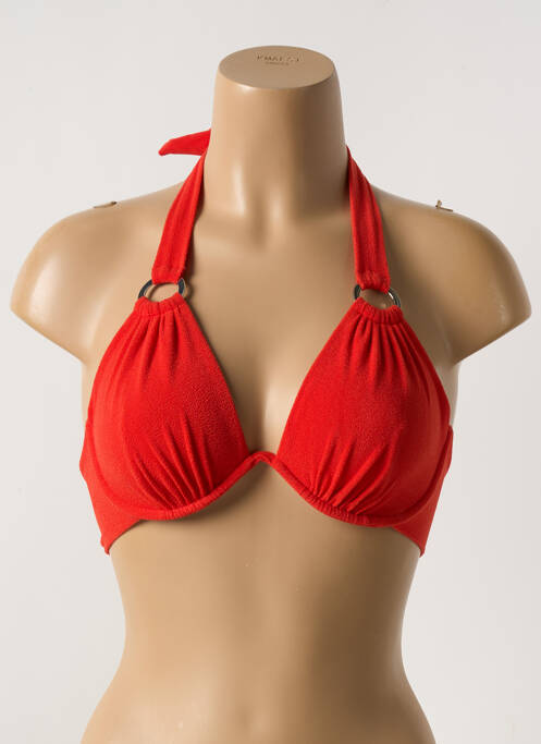 Haut de maillot de bain fermeture liens à nouer haut soutien-gorge emboitant orange PAIN DE SUCRE femme
