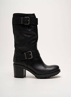 Bottes tissage satiné talon de 4 à 6cm noir PAOYAMA femme