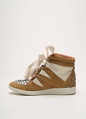 Baskets fermeture lacets talon plat jusqu'à 3cm beige GROUNDFIVE femme
