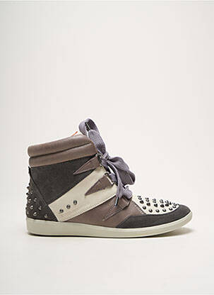 Baskets tissage satiné talon plat jusqu'à 3cm gris GROUNDFIVE femme