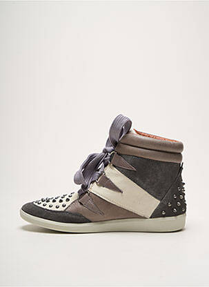 Baskets tissage satiné talon plat jusqu'à 3cm gris GROUNDFIVE femme