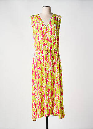 Robe longue imprimé fantaisie sans manche vert TOUPY femme