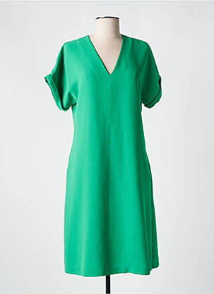 Robe mi-longue manches courtes manches courtes vert TOUPY femme