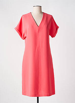 Robe mi-longue manches courtes manches courtes rose TOUPY femme