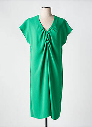 Robe mi-longue manches courtes manches courtes vert TOUPY femme