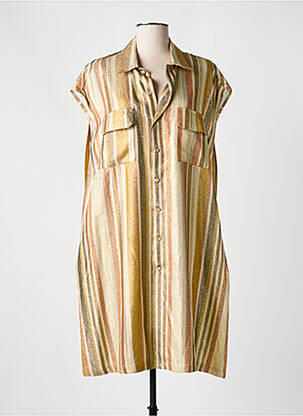 Robe mi-longue imprimé fantaisie manches courtes or HOD femme
