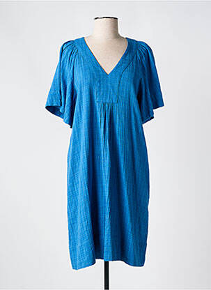 Robe mi-longue imprimé fantaisie manches courtes bleu STELLA FOREST femme