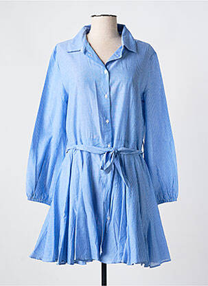 Robe courte coupe évasée manches longues bleu THE GOOD FAMILY femme