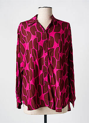 Chemisier imprimé fantaisie manches longues rose HOD femme
