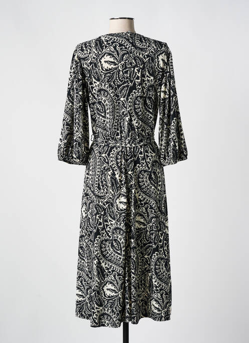Robe longue imprimé fantaisie manches 3/4 noir SUMMUM femme