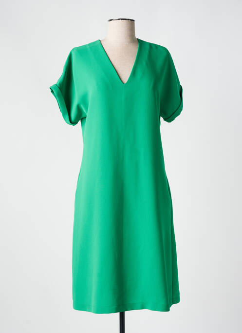 Robe mi-longue manches courtes manches courtes vert TOUPY femme