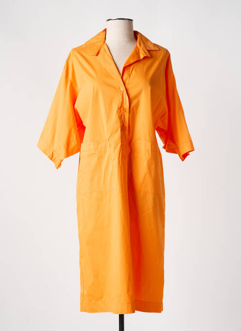 Robe mi-longue manches courtes manches courtes orange TOUPY femme