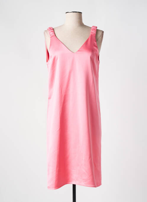 Robe mi-longue col v fines bretelles rose TOUPY femme